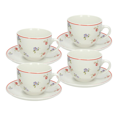 Set 4 cesti de ceai cu farfurie Poema Camargue, Andrea Fontebasso, 260 ml, portelan, multicolor