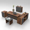 Set mobilier pentru camera de studiu, 5 piese, Locelso, VO16 - BA, pal melaminat, maro/antracit