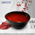 Set 4 boluri ovale Vulcano, Art of Dining by Heinner, 16 cm , ceramica, rosu/negru