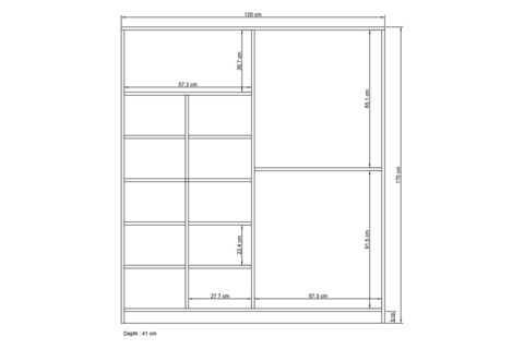 Dulap pentru haine, Glenevis, Royal 504, 120x170x41 cm, Alb