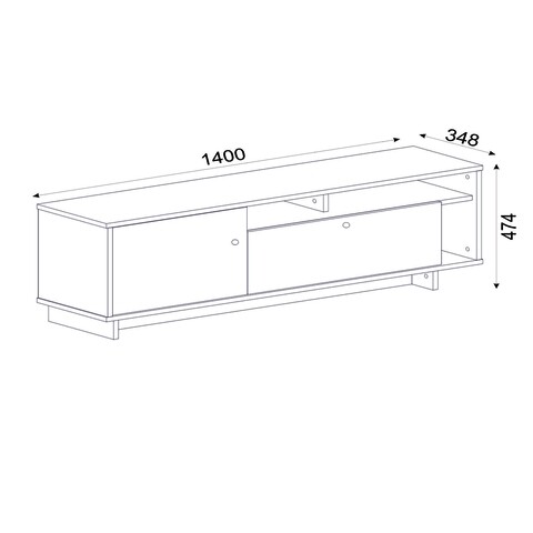 Comoda TV Artem, Talon, 140 x 34.8 x 47.4, negru/walnut inchis