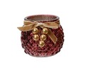 Suport pentru lumanare Velvet ribbon and berry, Decoris, 8x7 cm, sticla, rosu