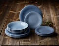 Set de masa 12 piese, Like Villeroy & Boch, Color Loop Horizon, portelan premium, albastru