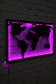 Decoratiune luminoasa LED, World Map 2, MDF, 60 LED-uri, Roz