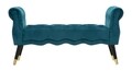 Bancheta Paris Teal, Mauro Ferretti, 120x40x60 cm, lemn de pin/catifea, turcoaz