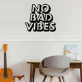 Decoratiune de perete, No Bad Vibes, Metal, Dimensiune: 63 x 1,5 x 55 cm, Negru