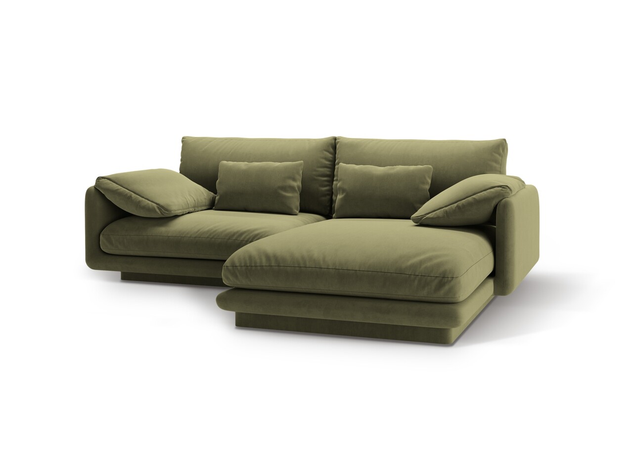 Coltar dreapta 3 locuri, Torino-184, Micadoni Home, 220x170x83 cm, catifea, verde deschis - 1 | YEO