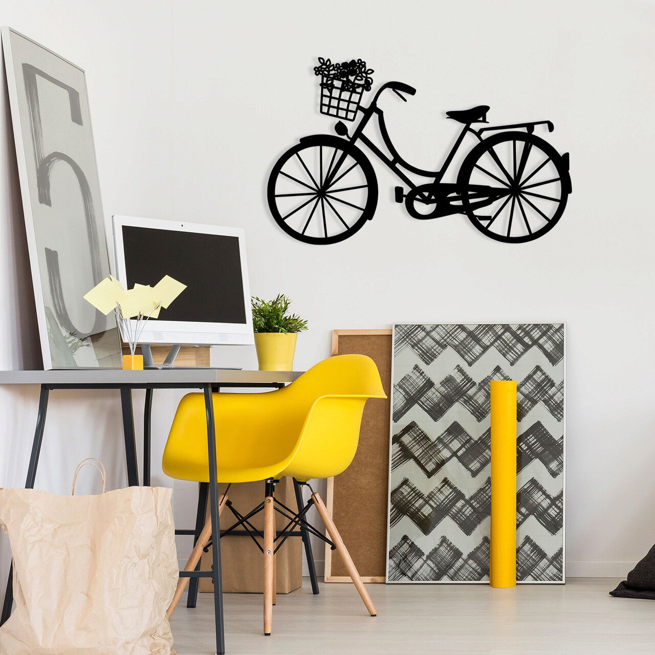 Decoratiune de perete, Bike, metal, 65 x 40 cm, negru - 2 | YEO