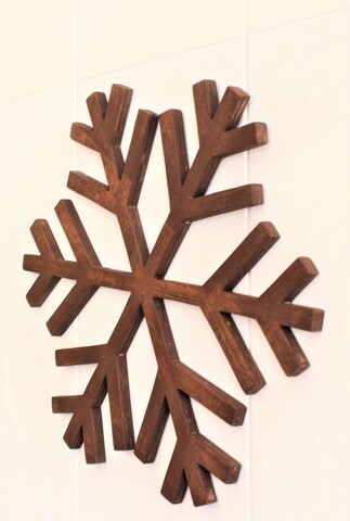 Decoratiune de perete, Snowflake, 38x1.8x38 cm, Placaj , Nuc