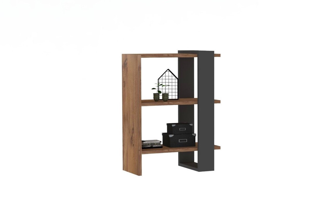 Biblioteca Ova, Puqa Design, 51.8x25x70 cm, antracit/natural - 2 | YEO