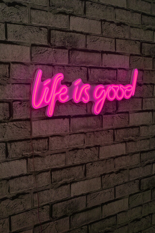 Decoratiune luminoasa LED, Life Is Good, Benzi flexibile de neon, DC 12 V, Roz