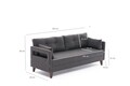 Canapea fixa Comfort, Balcab Home, 3 locuri, 206x80x80 cm, lemn, antracit