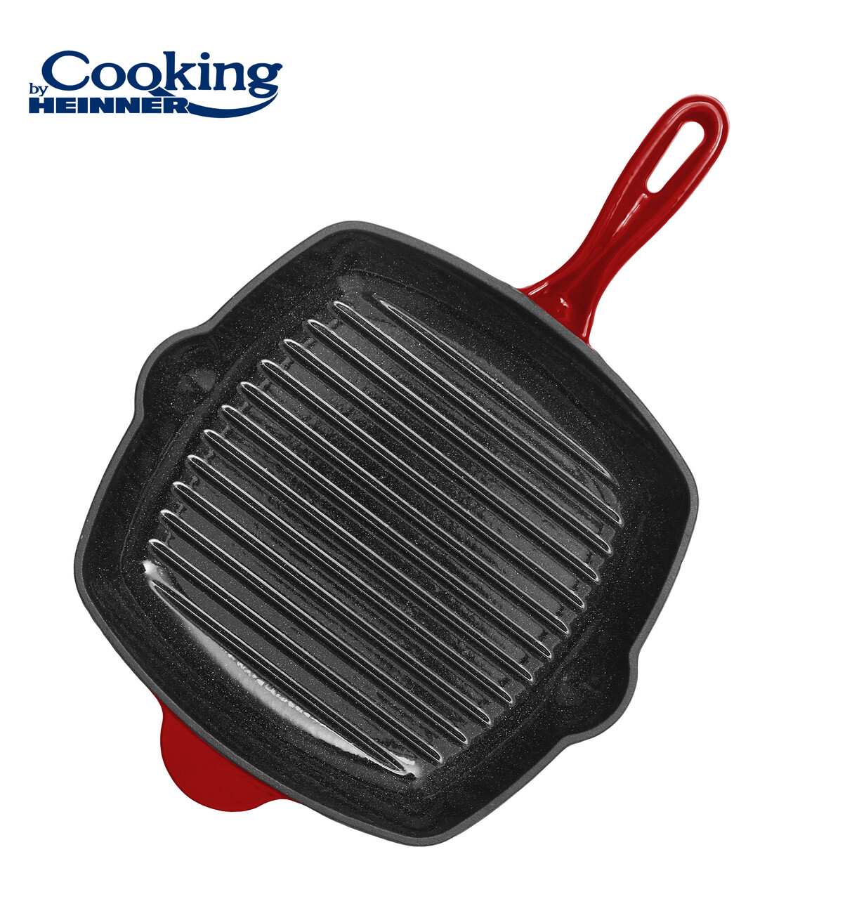 Tigaie grill Red Line, Cooking by Heinner, 26.5x4.5 cm, fonta, rosu - 1 | YEO