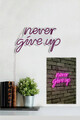 Decoratiune luminoasa LED, Never Give Up, Benzi flexibile de neon, DC 12 V, Roz