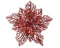 Decoratiune Poinsettia w glitter, Decoris, 23.5x10 cm, plastic, rosu