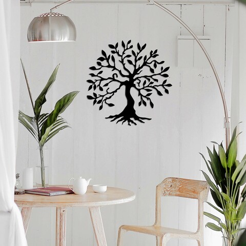 Decoratiune de perete, Tree 3, Metal, Dimensiune: 60 x 60 cm, Negru