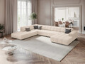 Coltar panoramic stanga 7 locuri, Jennifer-140, Micadoni Home, 364x262x70 cm, tesatura chenille din poliester, bej deschis