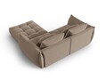 Coltar modular reversibil 3 locuri, Bloom-184, Micadoni Home, 232x216x95 cm, catifea, maro deschis