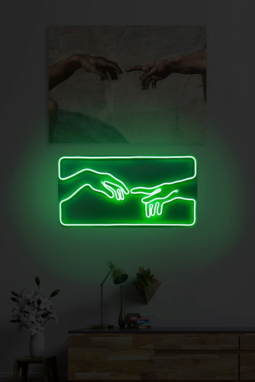 Decoratiune luminoasa LED, Creation of Adam, Benzi flexibile de neon, DC 12 V, Verde