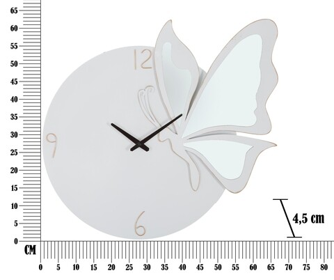 Ceas de perete Farfalla Glam, Mauro Ferretti, 66x64 cm, fier, alb
