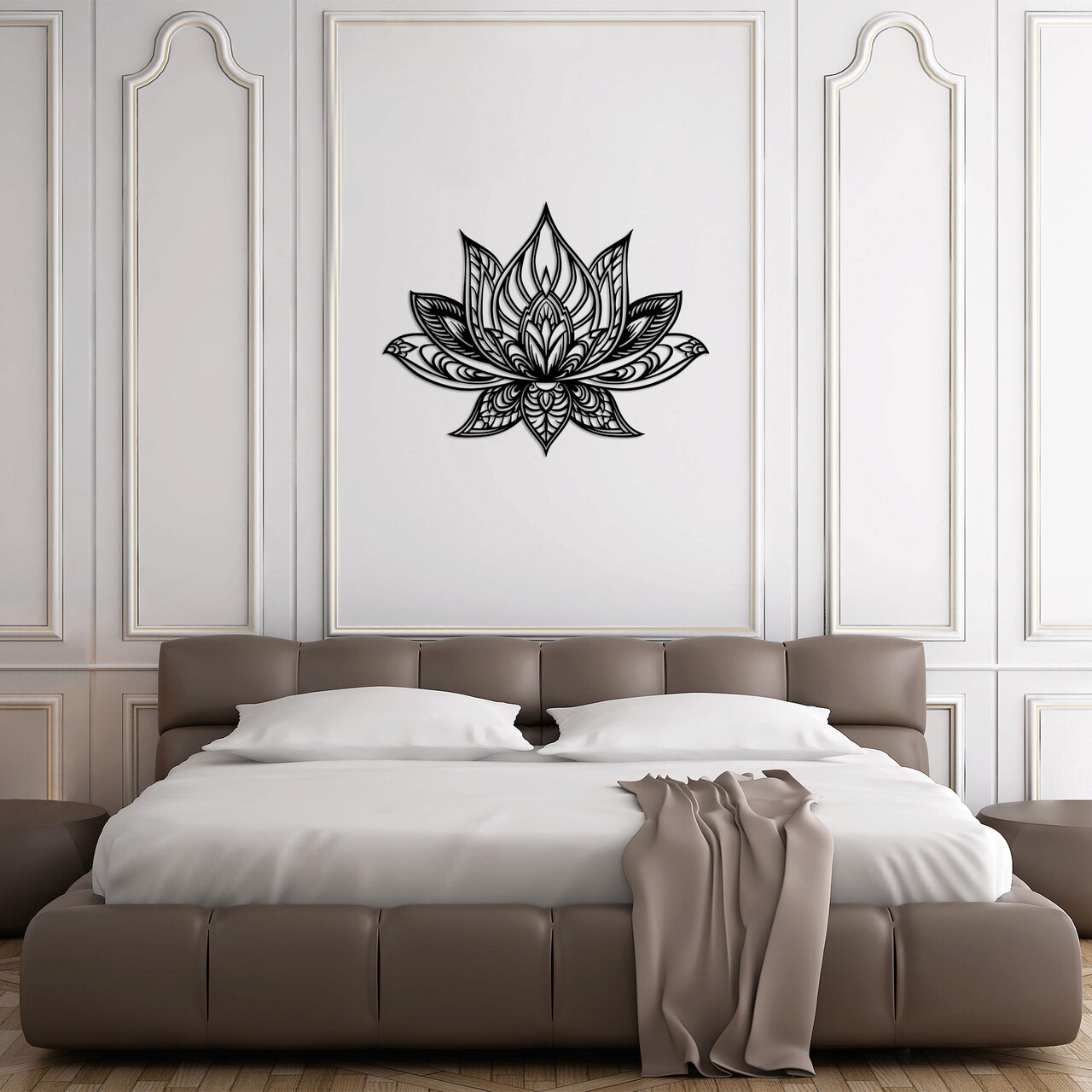 Decoratiune de perete, Lotus Flower, Metal, Dimensiune: 70 x 44 cm, Negru - 2 | YEO