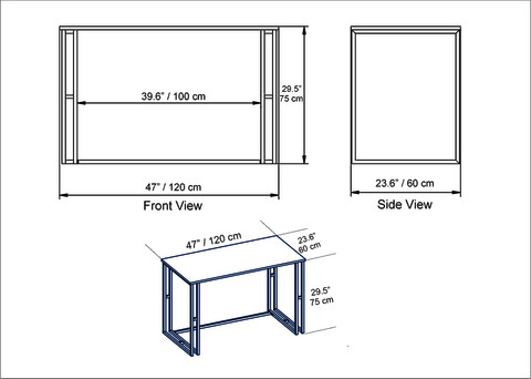 Birou, Hadley, Alfa, 120x75x60 cm, Alb