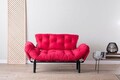 Canapea extensibilă cu 2 locuri, Futon, 859FTN1244, Metal, Fucsia