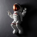 Decoratiune, Peace Sign Astronaut, 35x47x10 cm, Poliester, Alb / Bronz