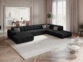 Coltar panoramic drepta 7 locuri, Jennifer-140, Micadoni Home, 364x262x70 cm, tesatura chenille din poliester, negru