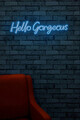 Decoratiune luminoasa LED, Hello Gorgeous, Benzi flexibile de neon, DC 12 V, Albastru