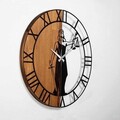 Ceas de perete, Wooden Clock, Lemn/metal, ø56 cm, Nuc / Negru