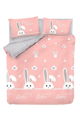 Lenjerie de pat dubla, Rabitto - Pink, EnLora Home, Bumbac Ranforce