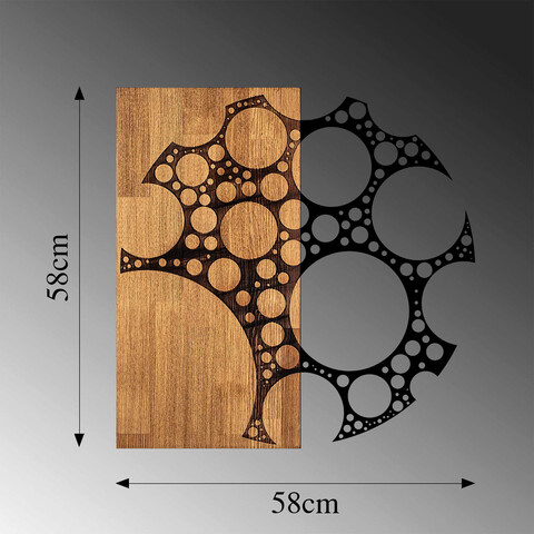 Decoratiune de perete, MA-284, 50% lemn/50% metal, Dimensiune: 58 x 58 cm, Nuc / Negru