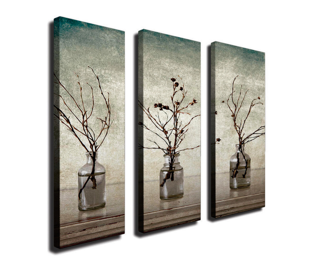 Set 3 tablouri decorative, CU12, Canvas, Lemn, Multicolor - 2 | YEO