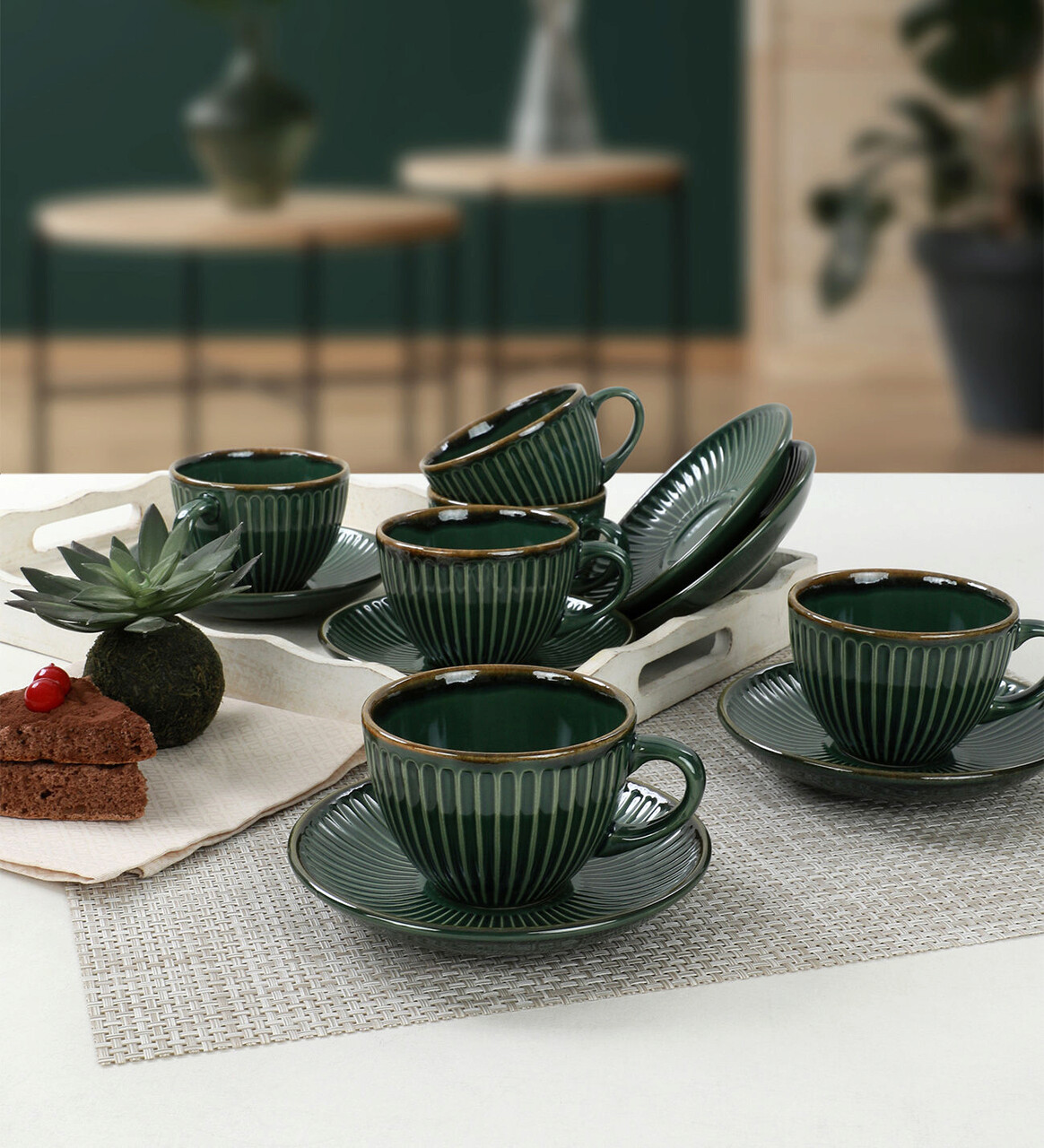 Set pentru ceai, Keramika, 275KRM1531, Ceramica, Verde