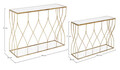 Set 2 console Elenor, Bizzotto, 104 x 33 x 79 cm, otel/sticla, auriu