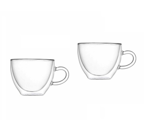 Set 2 cesti cu perete dublu Cappuccino, Brandani, 320 ml, 10.5x8 cm, sticla