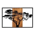 Decoratiune de perete, Acacia Tree, Lemn/metal, 90 x 58 cm, Nuc / Negru