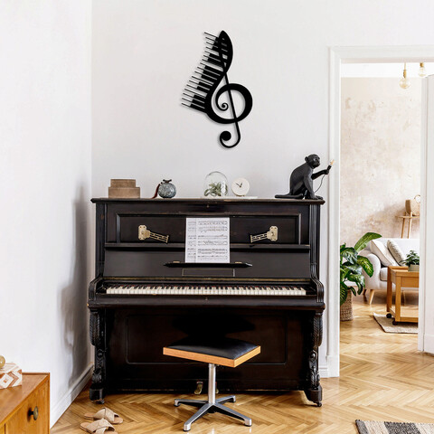 Decoratiune de perete, Musical, Metal, Dimensiune: 42 x 69 cm, Negru