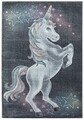 Covor copii Majestic Unicorn, Decorino, 160x230 cm, polipropilena, gri