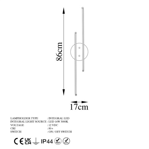 Aplica de perete, Fresno, 119FRS1110, Metal, Negru