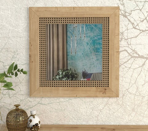 Oglinda decorativa, Tera Home, Madura, 72x72cm, 100% PAL melaminat, Stejar
