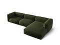 Coltar modular dreapta 3 locuri, Martina-169, Micadoni Home, 332x176x75 cm, tesatura structurata catifelata, verde