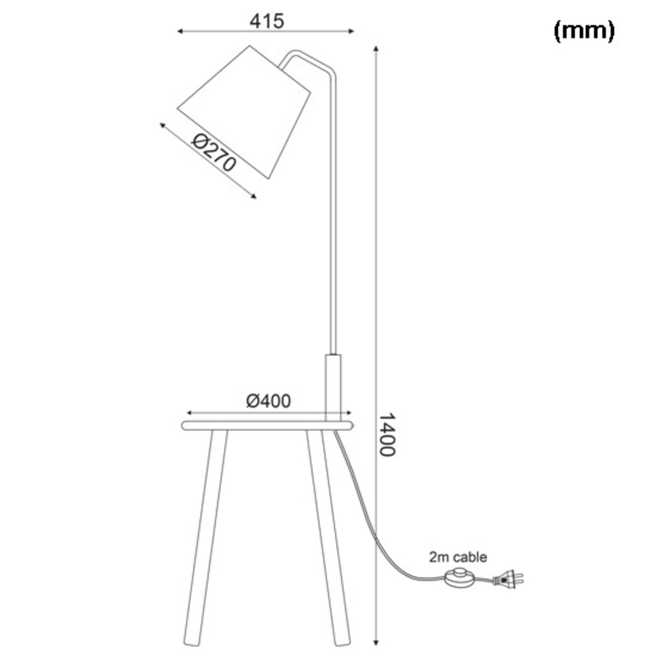 Lampadar Aca Lighting, Modern Wood Table, E27, 40W