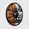 Ceas de perete, Wooden Clock, Lemn/metal, ø56 cm, Nuc / Negru