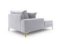 Sezlong living stanga, Madara, Mazzini Sofas, gold legs, 102x182x90 cm, catifea, argintiu