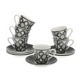 Set 6 cesti cu farfurie pentru cafea Clarice, Versa, 5.8 x 5.8 x 6 cm, portelan