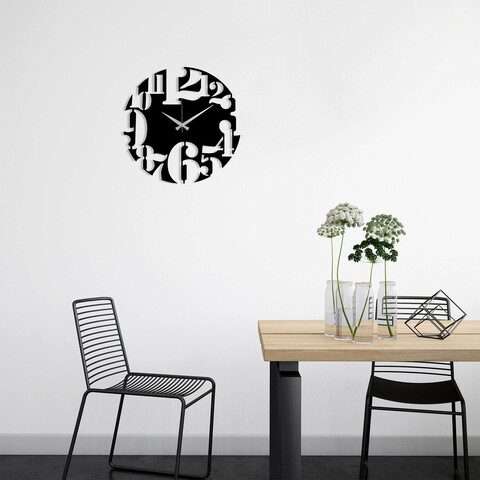 Ceas de perete, Metal Wall Clock 1, Metal, Dimensiune: 48 x 48 cm, Negru