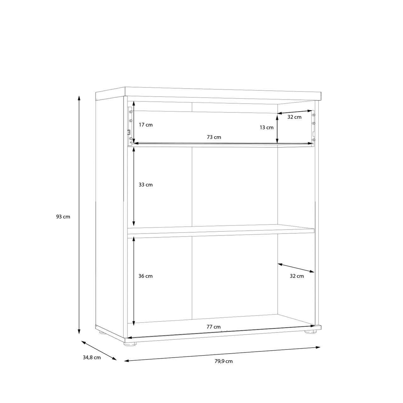 Comoda Wijk, Bedora, 79.9x34.8x93 cm, PAL/plastic, sonoma/alb