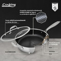 Tigaie adanca 4.2 L, Titanium, Cooking by Heinner, 28x7.5 cm, inox/sticla, argintiu